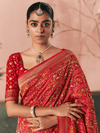 Coral Red Bandhani Patola Silk Saree