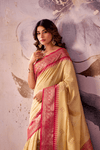Cream Banarasi Cotton Silk Saree