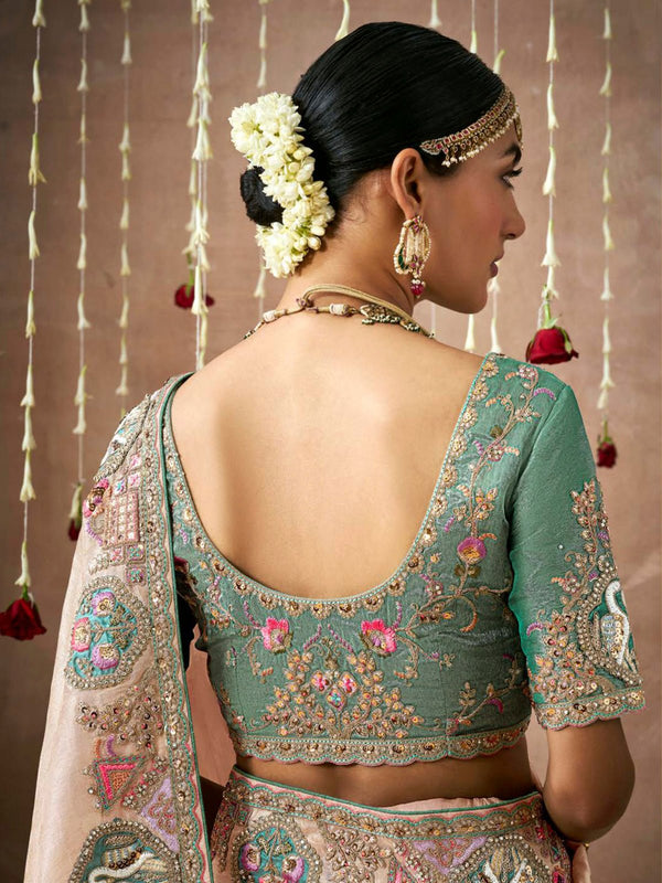 Cream Bridal Zari Woven Pure Tissue Dola Silk Saree