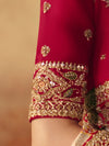Cream Gold Bandhani Banarasi Georgette Saree, contrast blouse close-up