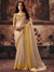 Cream Gold Embroidered Designer Tissue Silk Saree