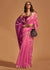 Crimson Pink Handloom Banarasi Silk Saree With Tassels