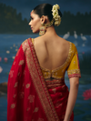 Crimson Red Banarasi Dola Silk Saree, back view