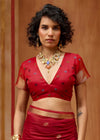 Crimson Red Cotton Silk Saree