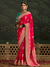 Rani Pink Designer Banarasi Dola Silk Saree With Golden Zari Work