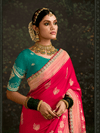 Crimson Red Designer Banarasi Dola Silk Saree With Golden Zari Work
