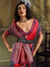 Crimson Red Kanjivaram Silk Saree With Contrast Blouse