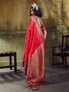 Crimson Red Kanjivaram Silk Saree With Contrast Blouse
