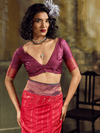 Crimson Red Kanjivaram Silk Saree With Contrast Blouse