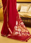 Crimson Red Linen Silk Saree
