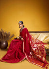 Crimson Red Linen Silk Saree