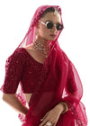 Crimson Red Organza Tissue Silk Saree