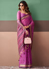 Orchid Purple Woven Designer Cotton Saree