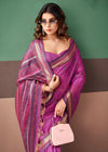 Orchid Purple Woven Designer Cotton Saree