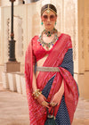 Deep Blue And Cadmium Purple Woven Printed Patola Silk Saree