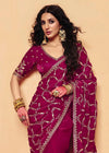 Deep Magenta Satin Silk Designer Saree
