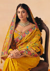 Deep Marigold Mustard Pichwai Designer Dola Silk Saree