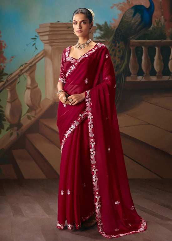 Deep Maroon Soft Silk Saree