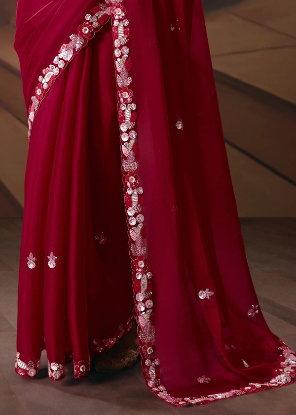Deep Maroon Soft Silk Saree