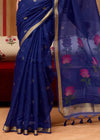 Deep Navy Blue Cotton Silk Saree