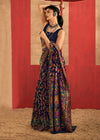 Deep Navy Blue Kashmiri Chinar Cotton Pashmina Saree