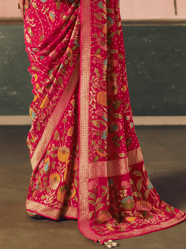 Deep Pink Bandhani Patola Silk Saree