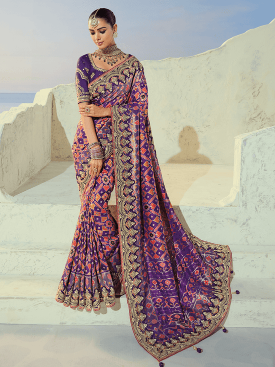 Deep Purple Patola Silk Saree