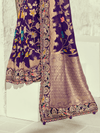 Deep Violet Banarasi Georgette Saree With Contrast Blouse