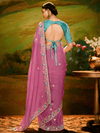 Designer Saree in Rani Pink Georgette with Embroidery