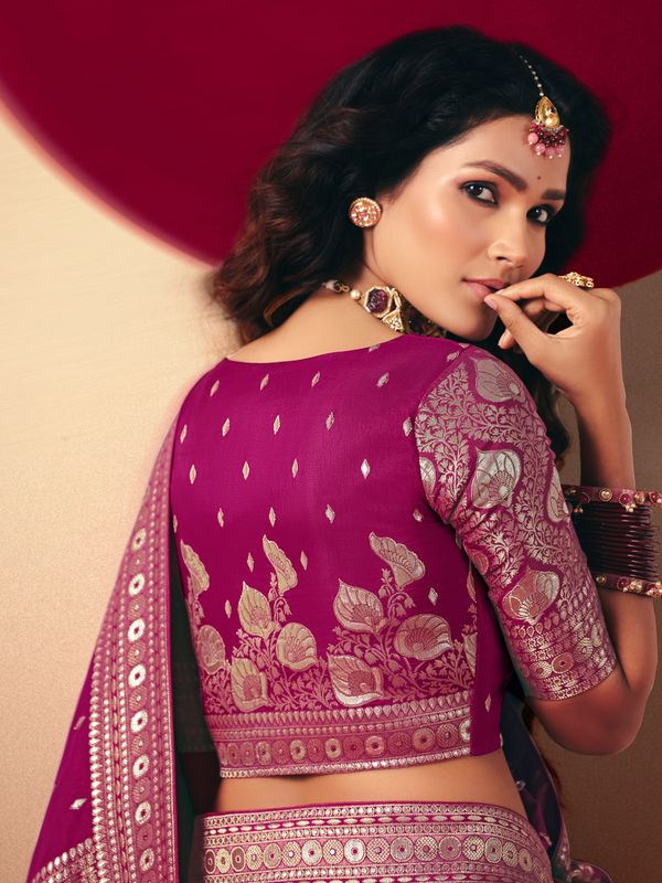 Magenta Banarasi Silk Saree