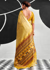 Mustard Yellow Woven Designer Linen Cotton Saree