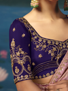 Dusty Pink Banarasi Dola Silk Saree, contrast blouse close-up