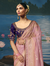 Dusty Pink Banarasi Dola Silk Saree, pallu and blouse