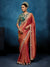 Dusty Rose Designer Silk Saree with Contrast Teal Green Blouse