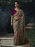 Dusty Rose Embroidered Designer Organza Silk Saree With Contrast Blouse