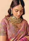 Dusty Rose Mauve Pichwai Designer Dola Silk Saree