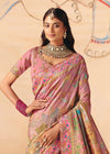 Dusty Rose Mauve Pichwai Designer Dola Silk Saree