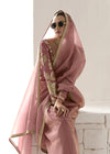 Dusty Rose Organza Tissue Silk Saree