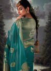 Eden Blue Woven Banarasi Organza Silk Saree