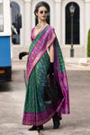 Emerald Green Banarasi Silk Saree With Zari Border