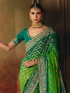 Emerald Green Bandhani Banarasi Georgette Saree, pallu and blouse