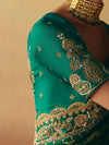 Emerald Green Bandhani Banarasi Georgette Saree, blouse close-up