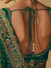 Emerald Green Bandhani Banarasi Georgette Saree, back view