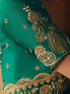Emerald Green Bandhani Banarasi Georgette Saree, blouse close-up