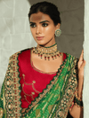 Emerald Green Bandhani Banarasi Georgette Saree With Contrast Blouse