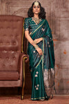 Emerald Green Pichwai Satin Silk Saree