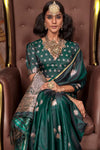 Emerald Green Pichwai Satin Silk Saree