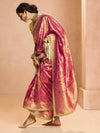 Fuchsia Pink Banarasi Bridal Tissue Silk Saree