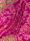 Fuchsia Pink Bandhani Banarasi Georgette Saree, fabric close-up