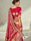Fuchsia Pink Bandhani Banarasi Georgette Saree With Contrast Blouse